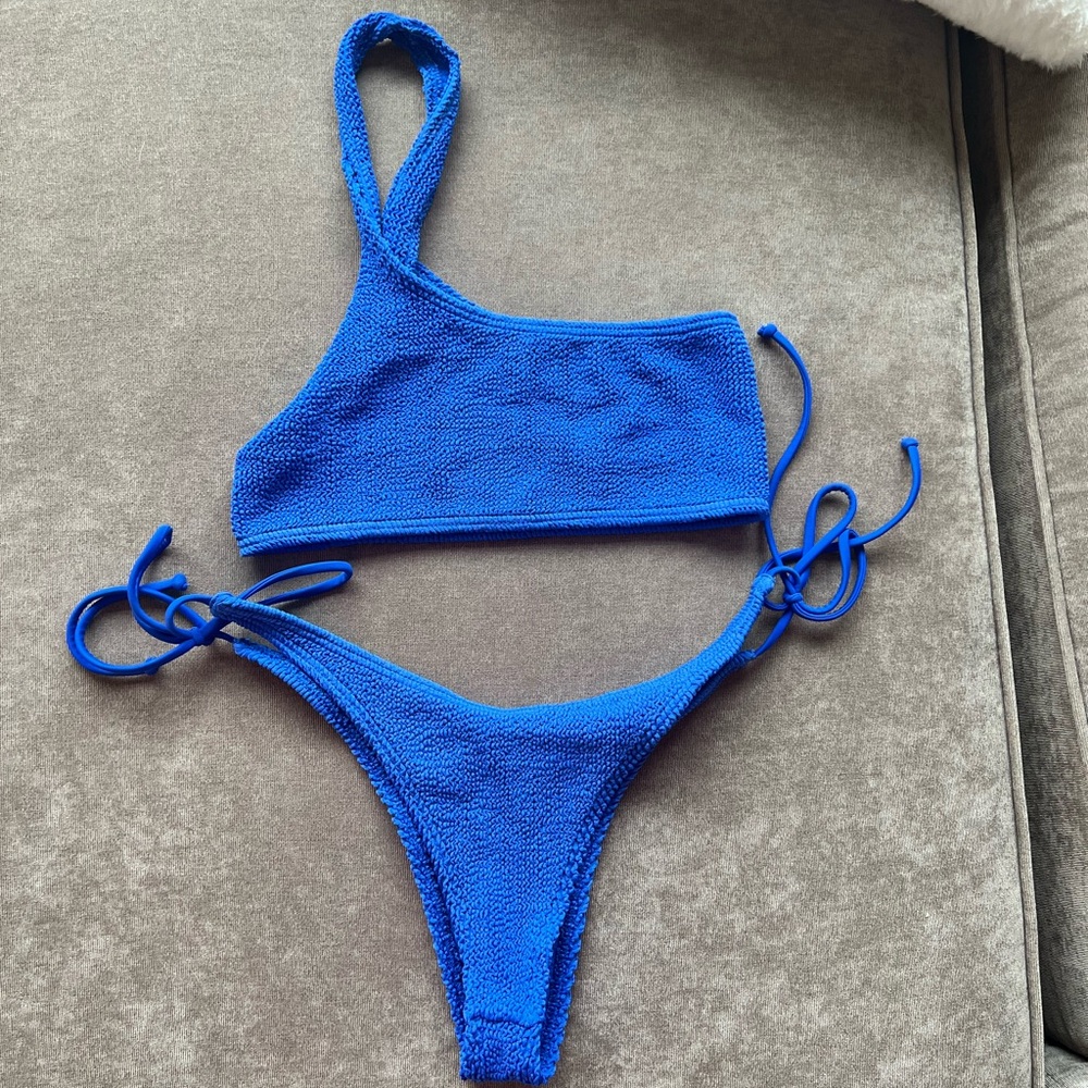 Vibrant Blue One-Shoulder Bikini Set